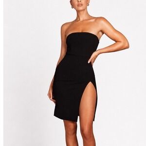 MESHKI Rachel Bandeau Mini Dress Womens Medium Black High Slit Evening Glam New